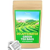 TeeLux Decaf Green Tea Bags, CO2 Decaffeinated Steamed Green Tea, 100 Count | Super Antioxidant, Fresh Aroma, Smooth Refreshing Taste, No Bitter Aftertaste, Hot or Iced, Foil-Lined Resealable Pouch