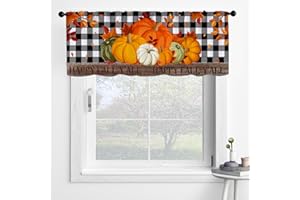 BrilliStar Fall Pumpkin Kitchen Curtains Thanksgiving Harvest Design for Windows Valances Rod Pocket Curtain Valance for Bathroom Living Room Cafe 54x18 inch Window Treatment for Home Decor