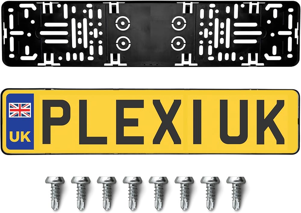 PRO Number Plate Holder 2x Black Frameless Universal UK