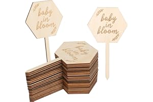 LUSOFIE 20Pcs Baby in Bloom Sign Hexagon Baby in Bloom Baby in Bloom Succulent Tags Wooden Plant Stakes Labels Baby in Bloom for Garden Stakes Succulent Plant Markers