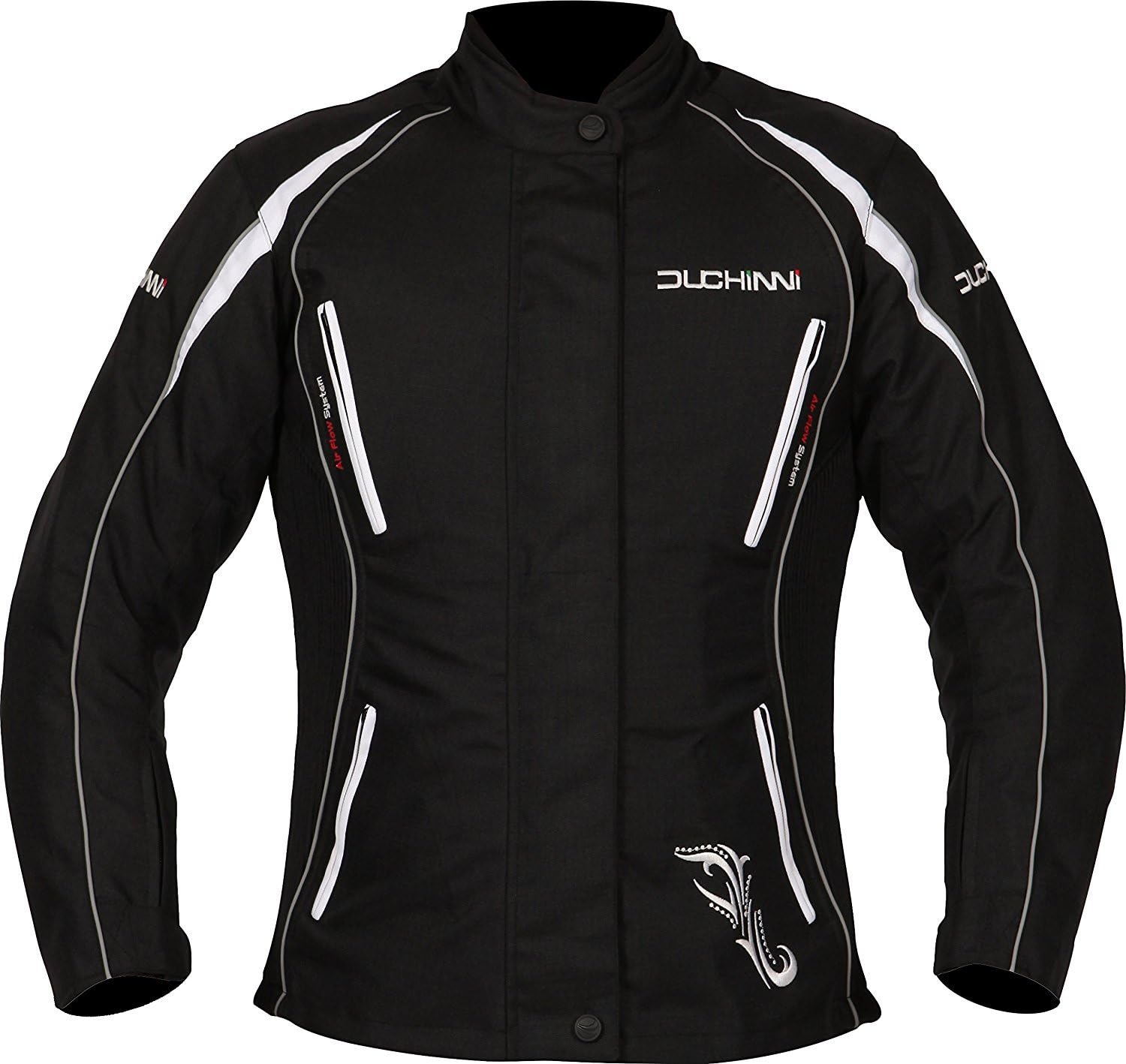 DUCHINNI Women's 4 Season Motorcycle Jacket (Black/White, US 18/UK 22)