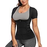 Eleady Women Waist Trainer Corset Trimmer Belt Neoprene Sauna Sweat Suit Zipper Body Shaper with Adjustable Workout Tank Tops
