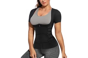 Eleady Women Waist Trainer Corset Trimmer Belt Neoprene Sauna Sweat Suit Zipper Body Shaper with Adjustable Workout Tank Tops