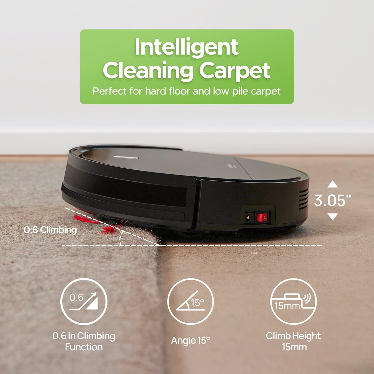 Enther Experobot Robot Vacuum Cleaner, Robotic Vacuum Cleaner with Gyro Lidar Navigation, 1300Pa Strong Suction, 6 Clean Modes, Self-Charging for Pet Hair Hard Floors, Carpet, Black -
