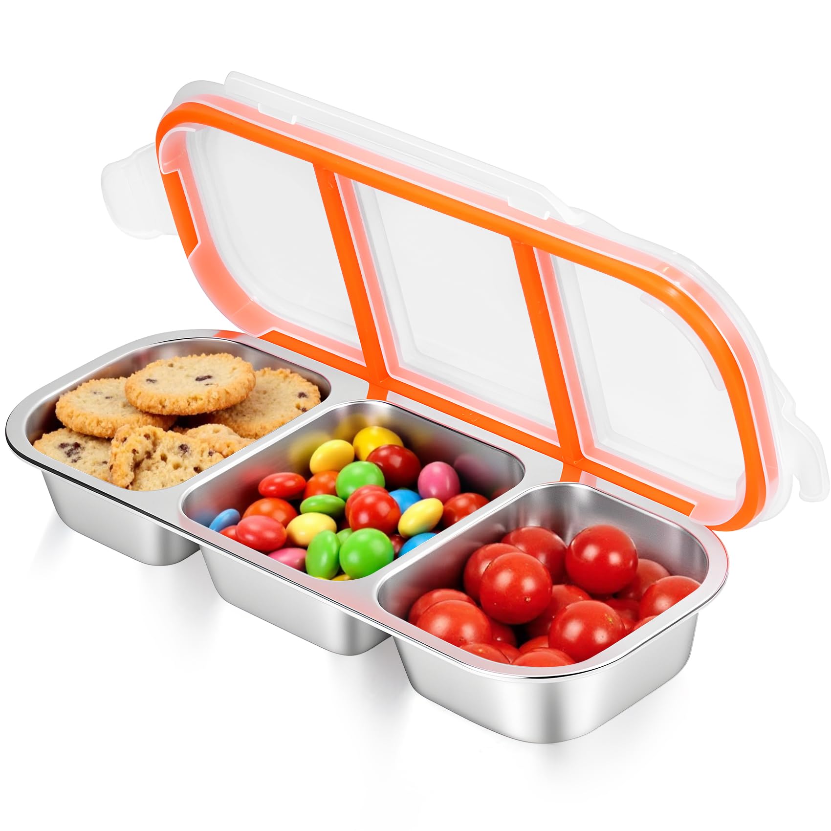 Photo 1 of **UNTESTED**
Stainless Steel Snack Containers - Reusable 3 Compartment Snackle Box Container with Lids for Kids Adults, Divided Snack Food Storage Containers for School, Home, Travel