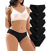 Jaywan Women's Seamless Bikini Cheeky Panties 5 Pack No Show Underwear, Breathable Stretchy Fabric Multi-Color for Everyday