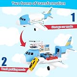 Shayson Transport Cargo Airplane Toy Play Set with 4 Cars and 1 Helicopter view 4