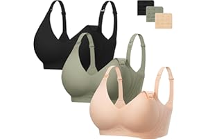 Angelhood Nursing Bras for Breastfeeding Support Maternity Bras Seamless Pregnancy Bralette for Women with Extender 3 Pack