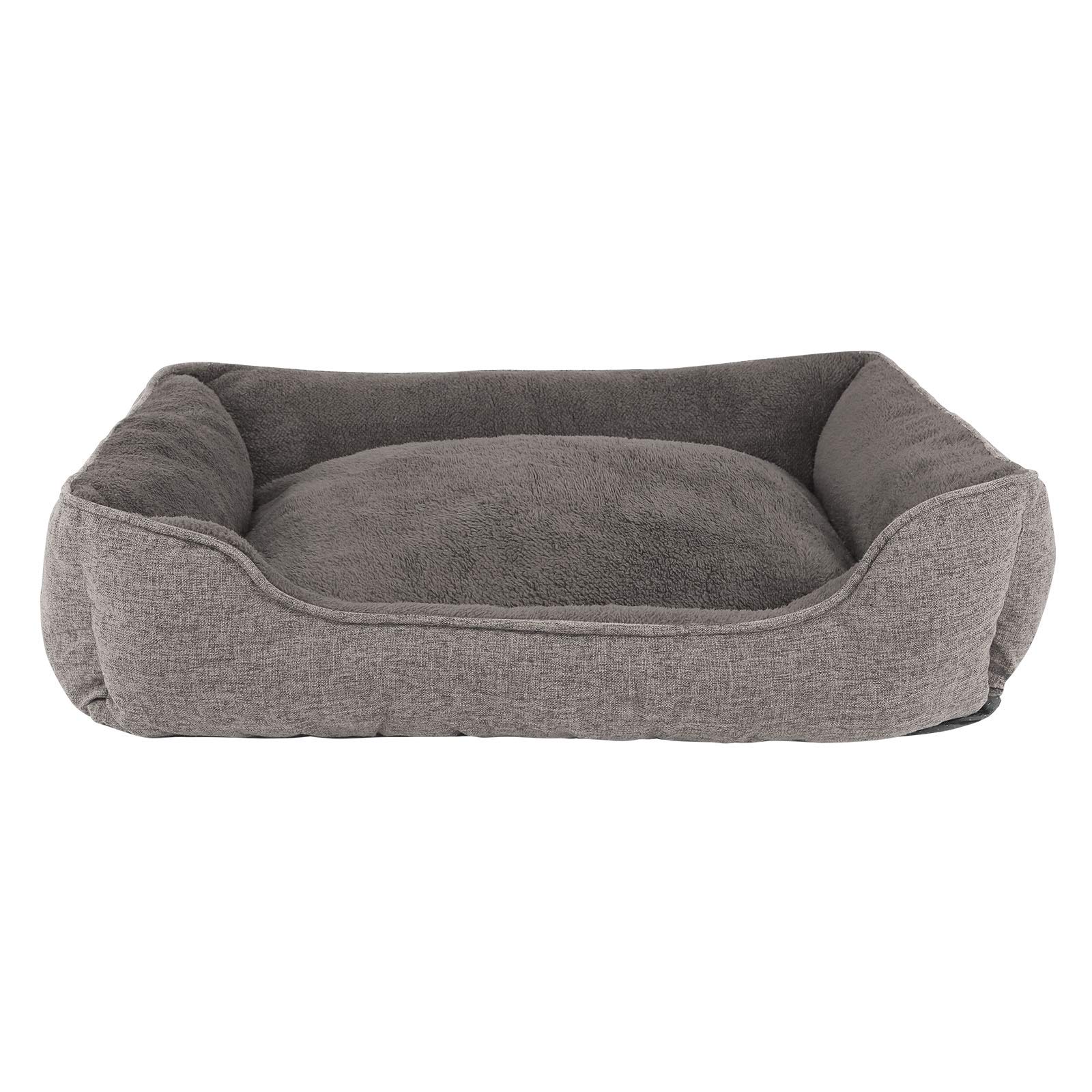 lionto Dog Cushion Mottled with Removable Cover, Cuddly Pet Bed with Comfortable Entry for Dogs and Cats, 90 x 75 cm, Soft Dog Bed with Non-Slip Base, Grey