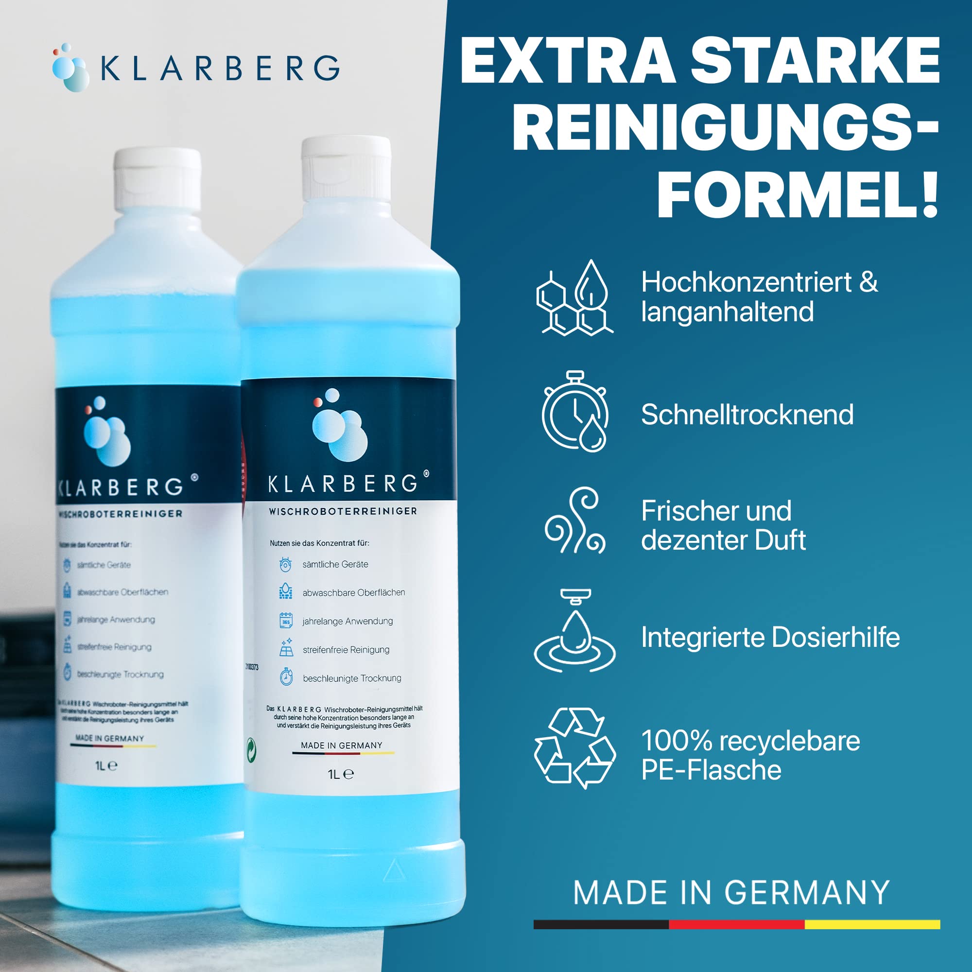 KLARBERG 1L Wischroboter Reinigungsmittel Konzentrat für Boden-/Saugroboter 6