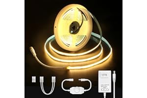 ALITOVE Dimmable COB LED Strip Lights Warm White 3000K 16.4ft 5m 12V CRI 90+ Flexible Under Cabinet Tape Light for TV Backlig