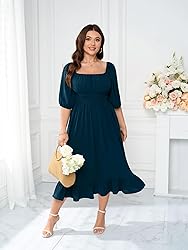 Women's Plus Size Maxi Dress Summer Half Lantern