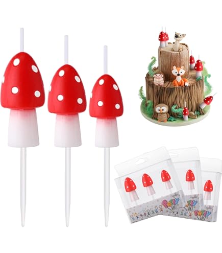 Genuine Fred Woodland Wicks – Set Di 10 Candeline Per Torte A Forma Di Fungo, Due Misure, Estetica Cottagecore - 4