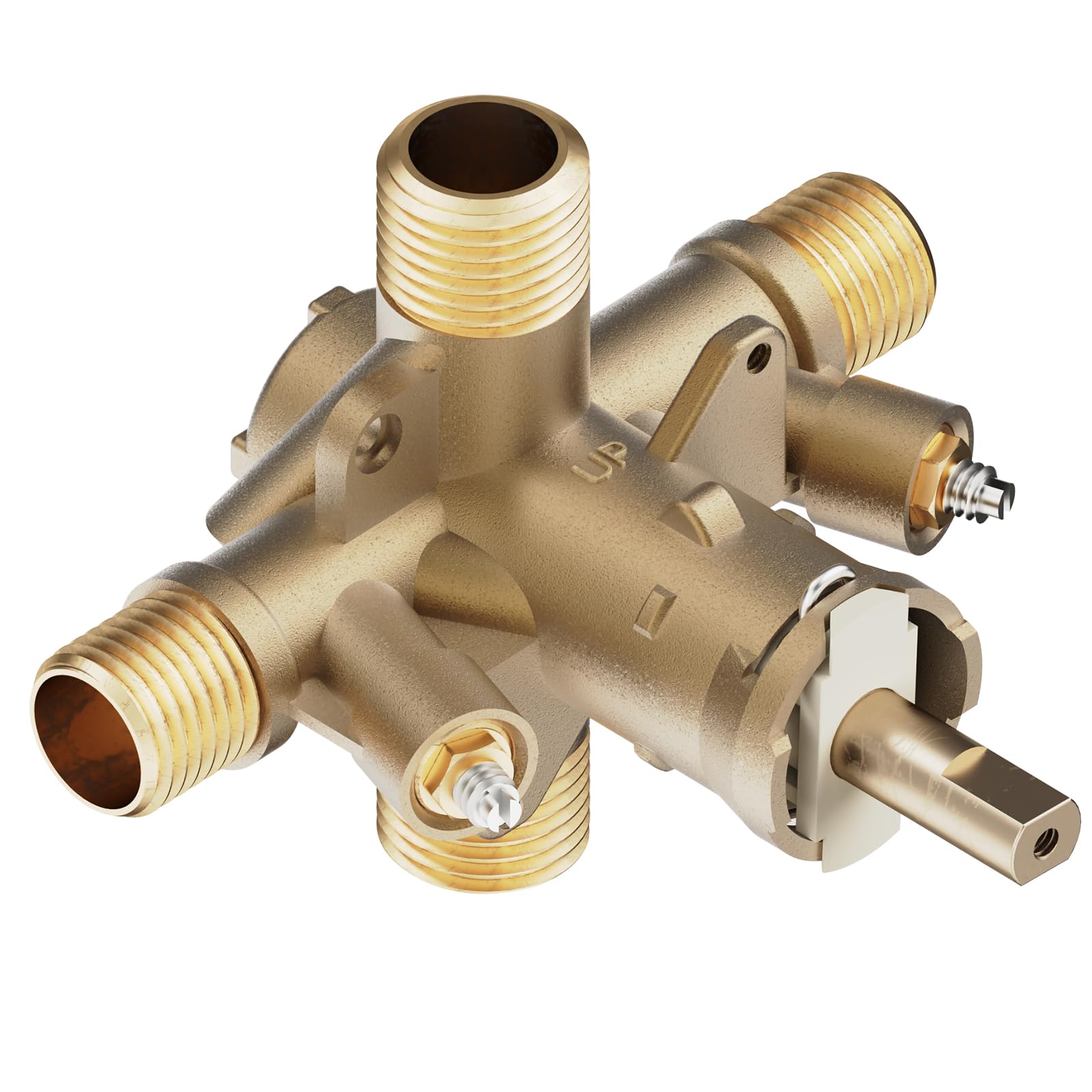 Photo 1 of Shower Valve Replacement for Moen Posi-temp Valve, Brass 4 Port Valve, 1/2 Inch Connection, Adjustable Water Temperature & Scald Guard, Bathtub and Shower Rough-In(with Screwdriver Stops)