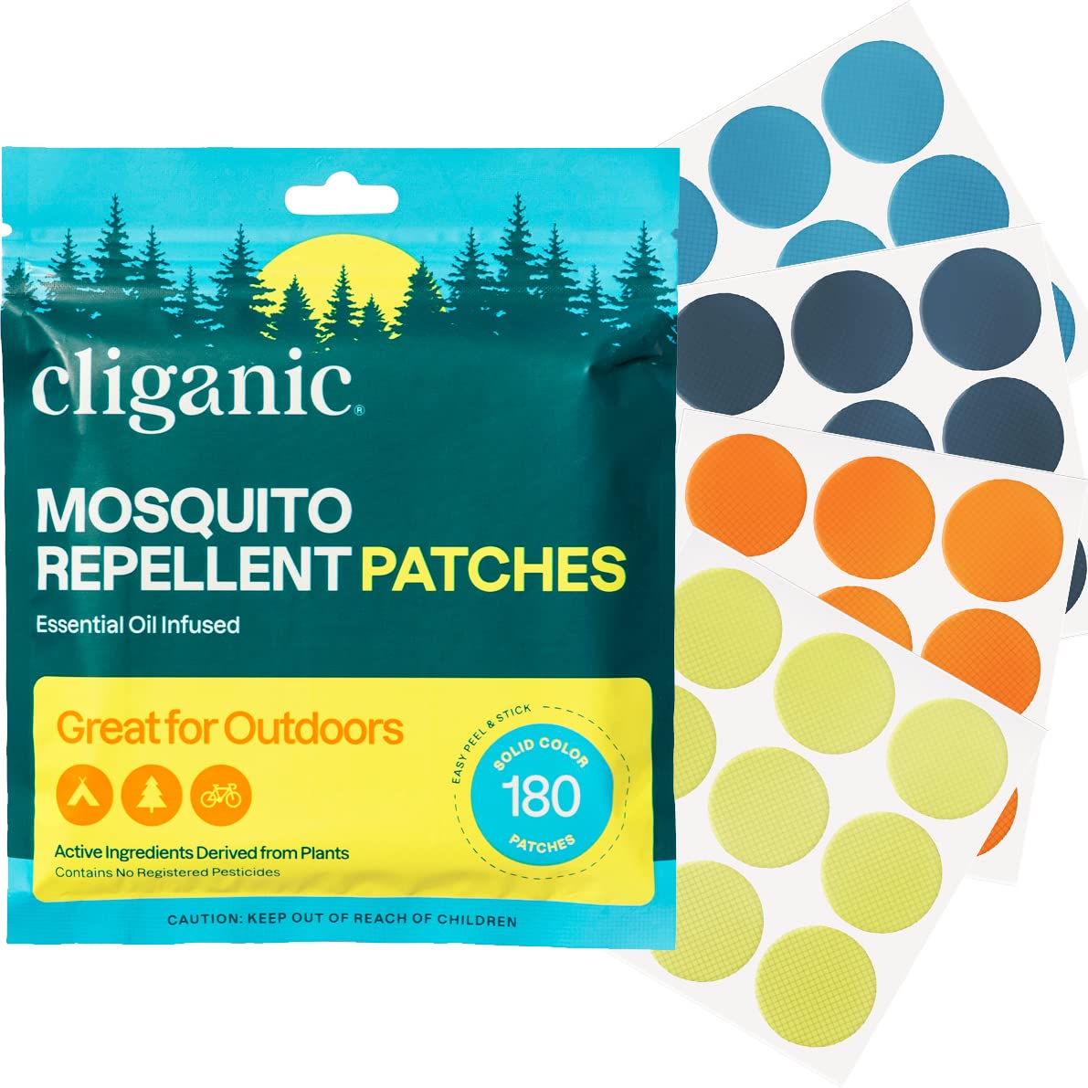 Photo 1 of Cliganic Mosquito Repellent Stickers (180 Pack) - Patches for Kids & Adults, Natural DEET-Free, Citronella Essential Oil Infused
