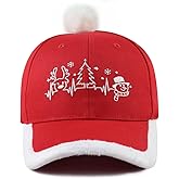 Qopacudqs Christmas Santa Hat for Men Women, Funny Adjustable Cotton Embroidered Red Merry Christmas Baseball Cap
