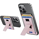 Tigowos for Magsafe Wallet,Adjustable Stand,Strongest Magnetic Wallet for iPhone 17/16/15/14/13/12 Series,7 Cards Holder,RFID Blocking,Leather Slim for iPhone Wallets,Pink