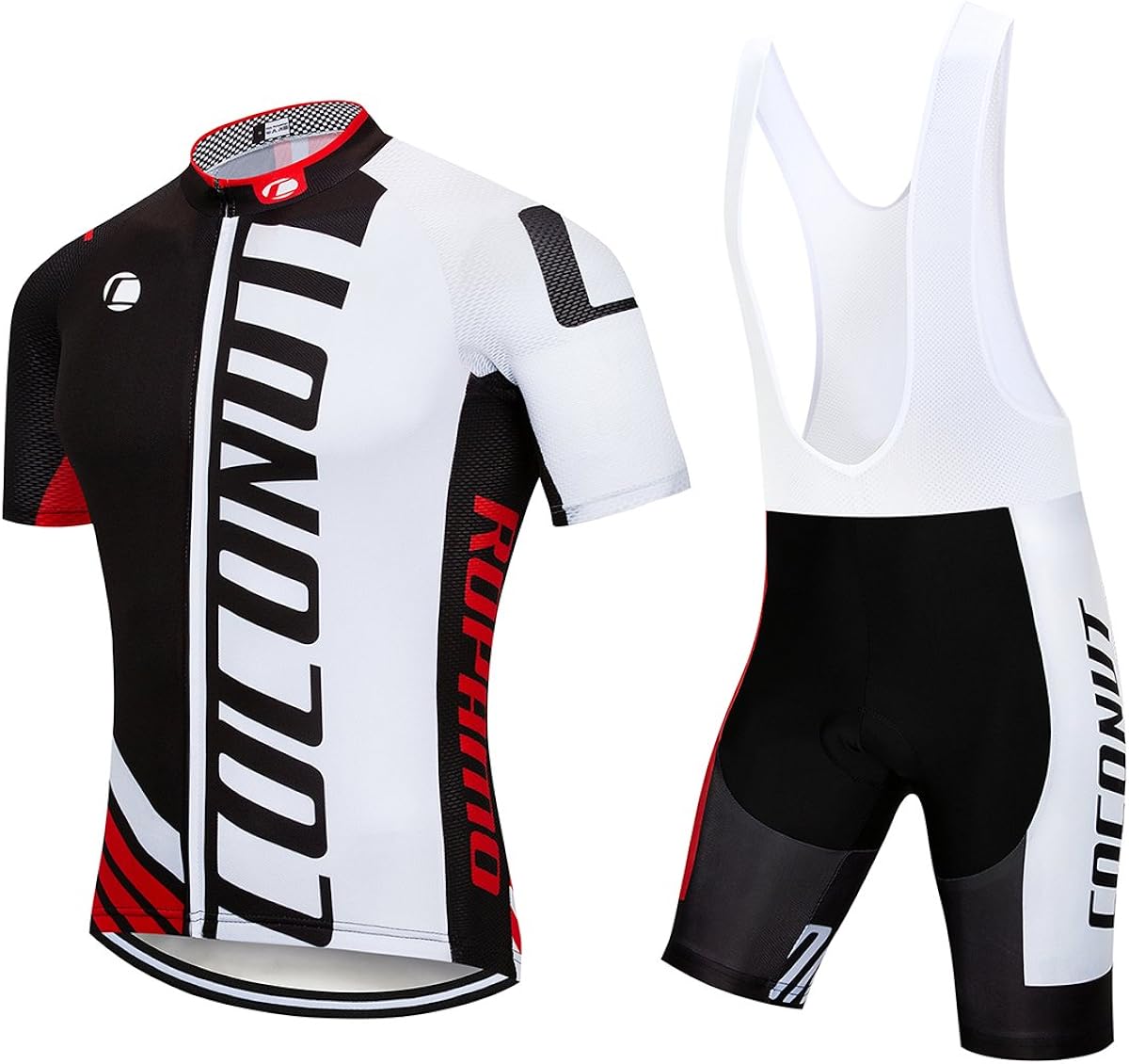 Men's Cycling Jersey Short Sleeve Full Zip Bike Clothing Set Quick-Dry Bib Shorts with 3D Gel Padded: Clothing