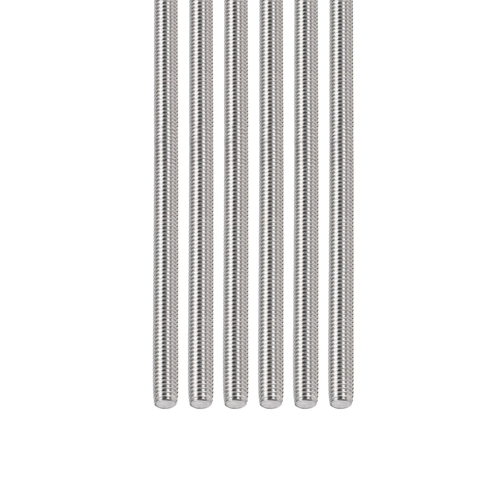 DTGN M5x0.8x130mm(DxPxL) Fully Threaded Rod - 6Pack - Good for Machinery - 304 Stainless Steel Right Hand Thread Rods Bar Studs - Silver