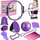 14 PCS Pilates Kit, Home Pilates Workout Kit for Women, Pilates Equipment with 14.9" Pilates Ring and Ball, Resistance Bands, Sliders & Grip Socks Accessories for Starter Home Workouts（Purple）