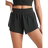CRZ YOGA Girls Feathery-Fit Soft 2 in 1 Dolphin Athletic Shorts - Tennis Soccer Running Casual Liner Pockets Kids Teen