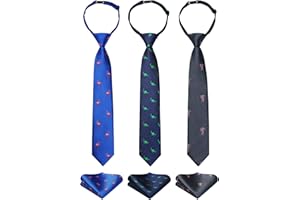 Enlision 3pcs Boys Pre-Tied Neckties & Pocket Square Set Neck Strap Tie for Kids