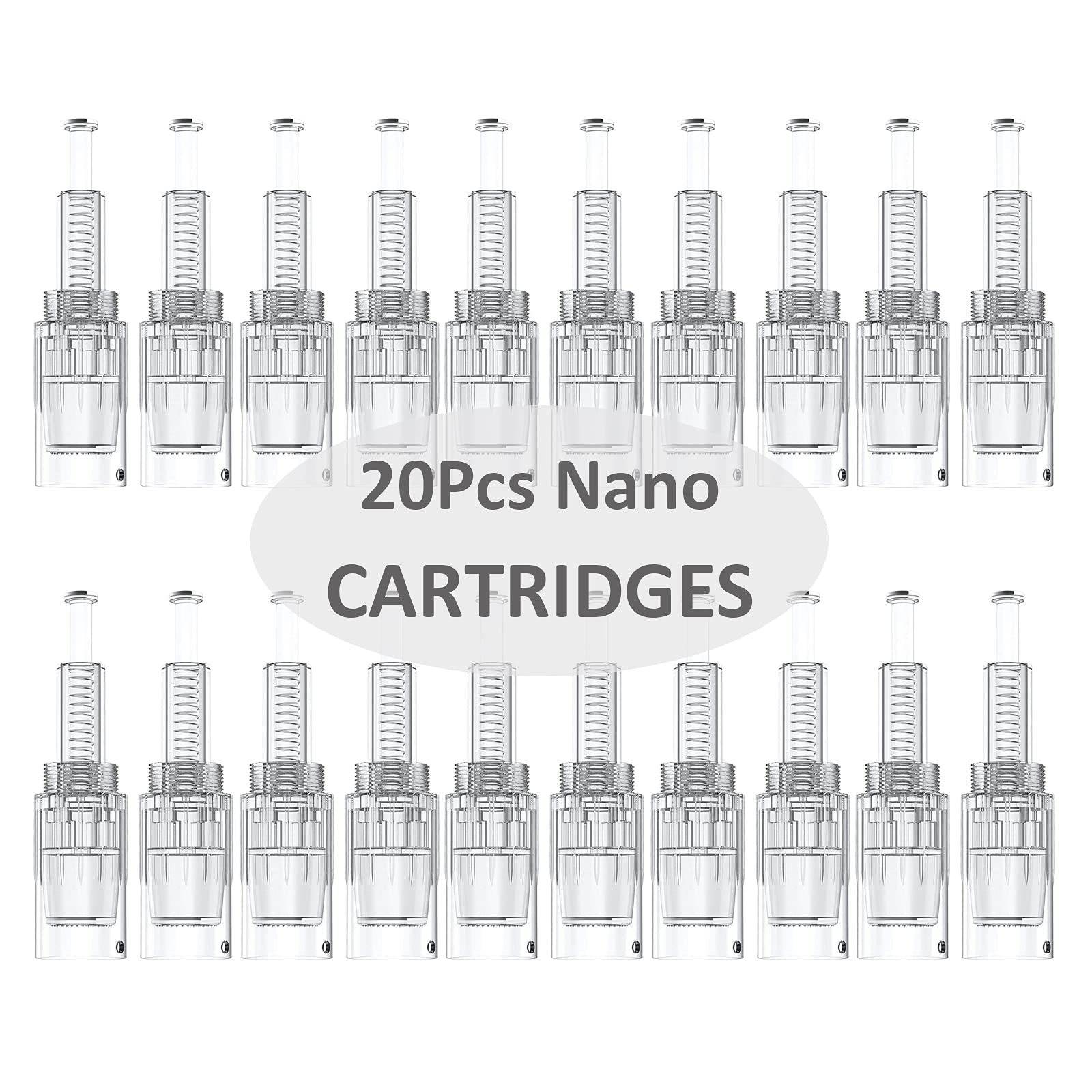 20Pcs Nano Pin Replacement Micro Needle Cartridges Microneedling Dermapen Needles Parts for Auto Electric Derma Microneedle Pen, Thread Slot Nano Round Pins