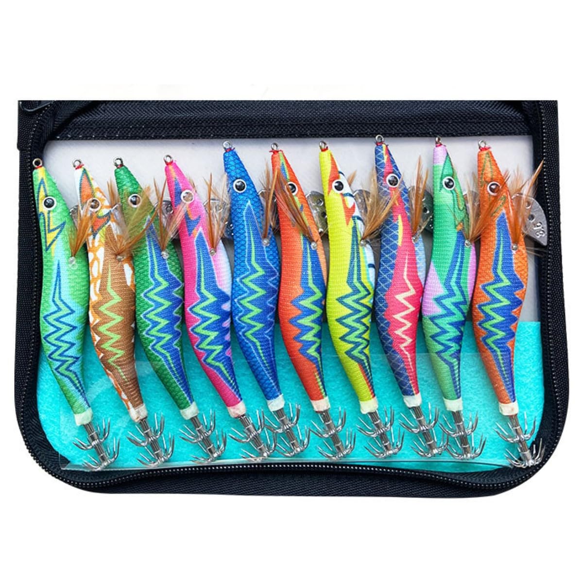 HOUSON 10PCS 13cm Fishing Lure Set, Luminous Squid Jig Shrimp Lures for Sea Fish