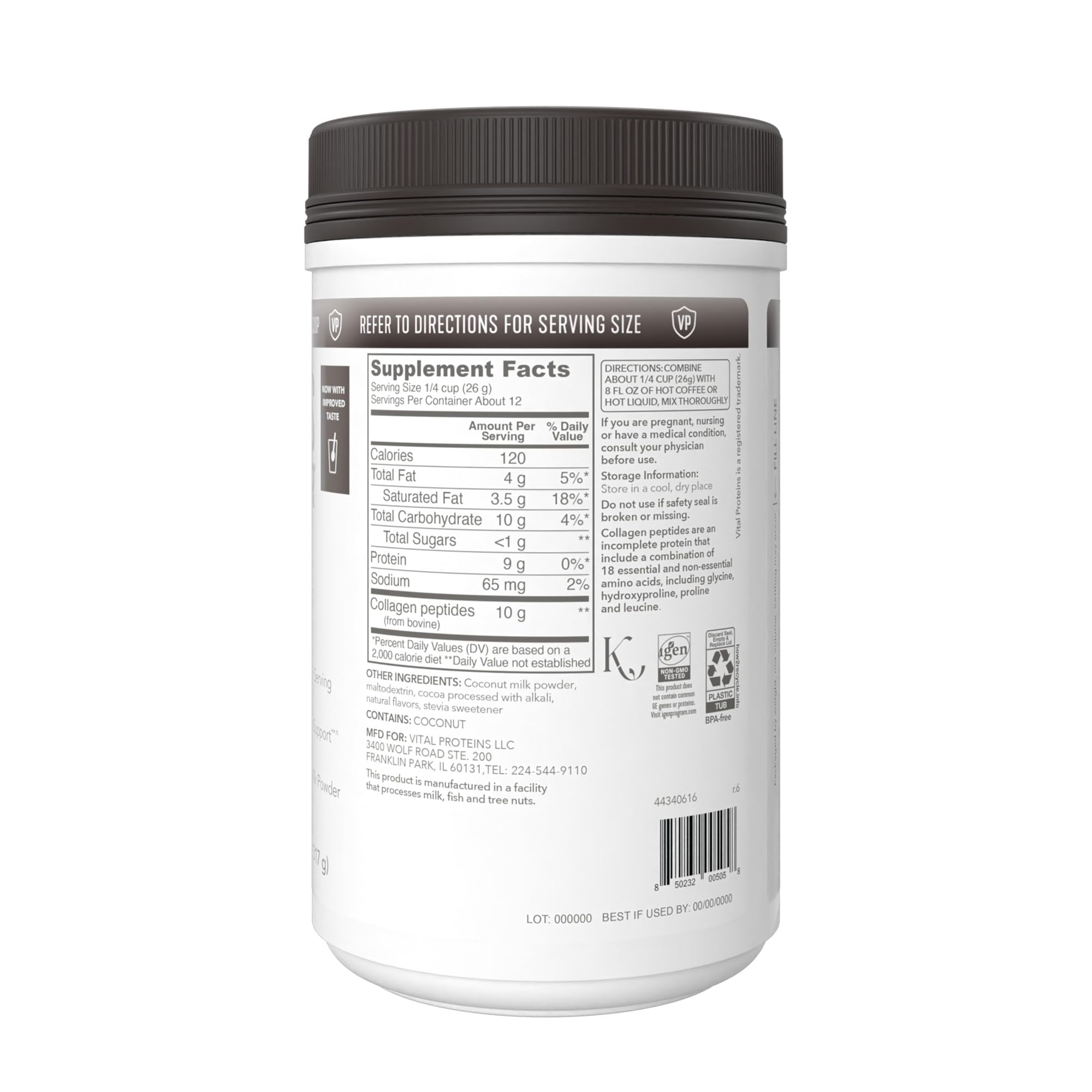 Vital Proteins Collagen Peptides Powder - Mocha Coffee Creamer for Hair, Skin & Nails Support, 11.2 Oz
