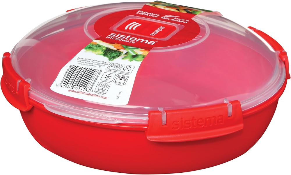 Sistema Round Microwave Container 1.3 L Red with Steam Release Vent