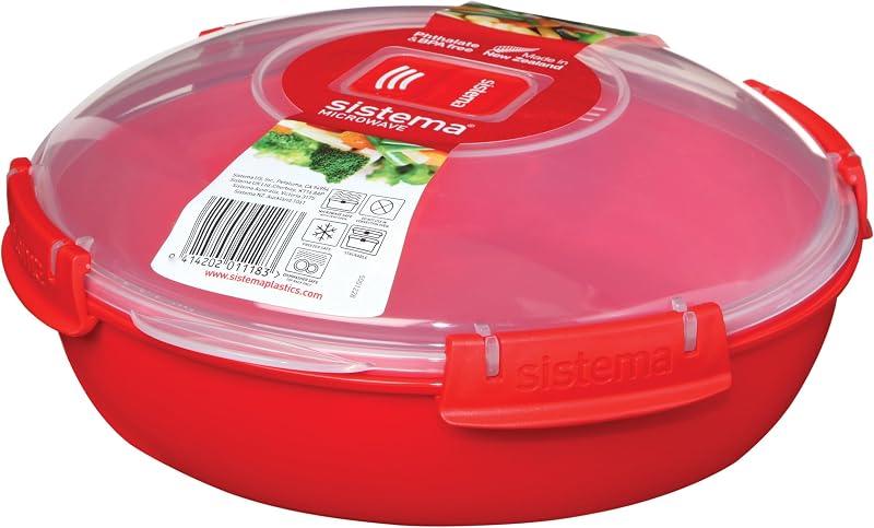 Sistema Round Microwave Container 1.3 L Red with Steam Release Vent