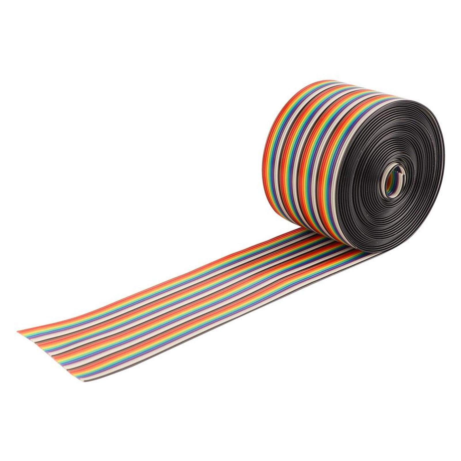 Colorful 1.27mm Spacing Pitch Cable 40P Rainbow Flat Ribbon Cable with Wire Width 5.08cm(3meters)