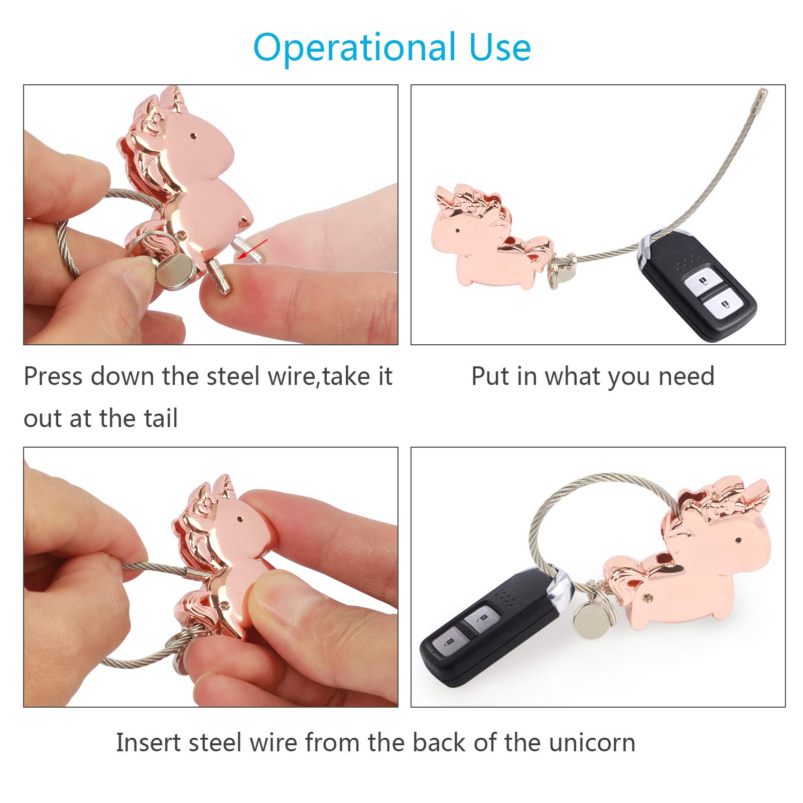 Keyrings ZoomSky 1 Pair Kissing Unicorn Keychian Couple Key Rings Zinc Alloy Key Chain with Magnetic for Boyfriend Girlfriend Sweet Gift for Valentines Wedding Birthday