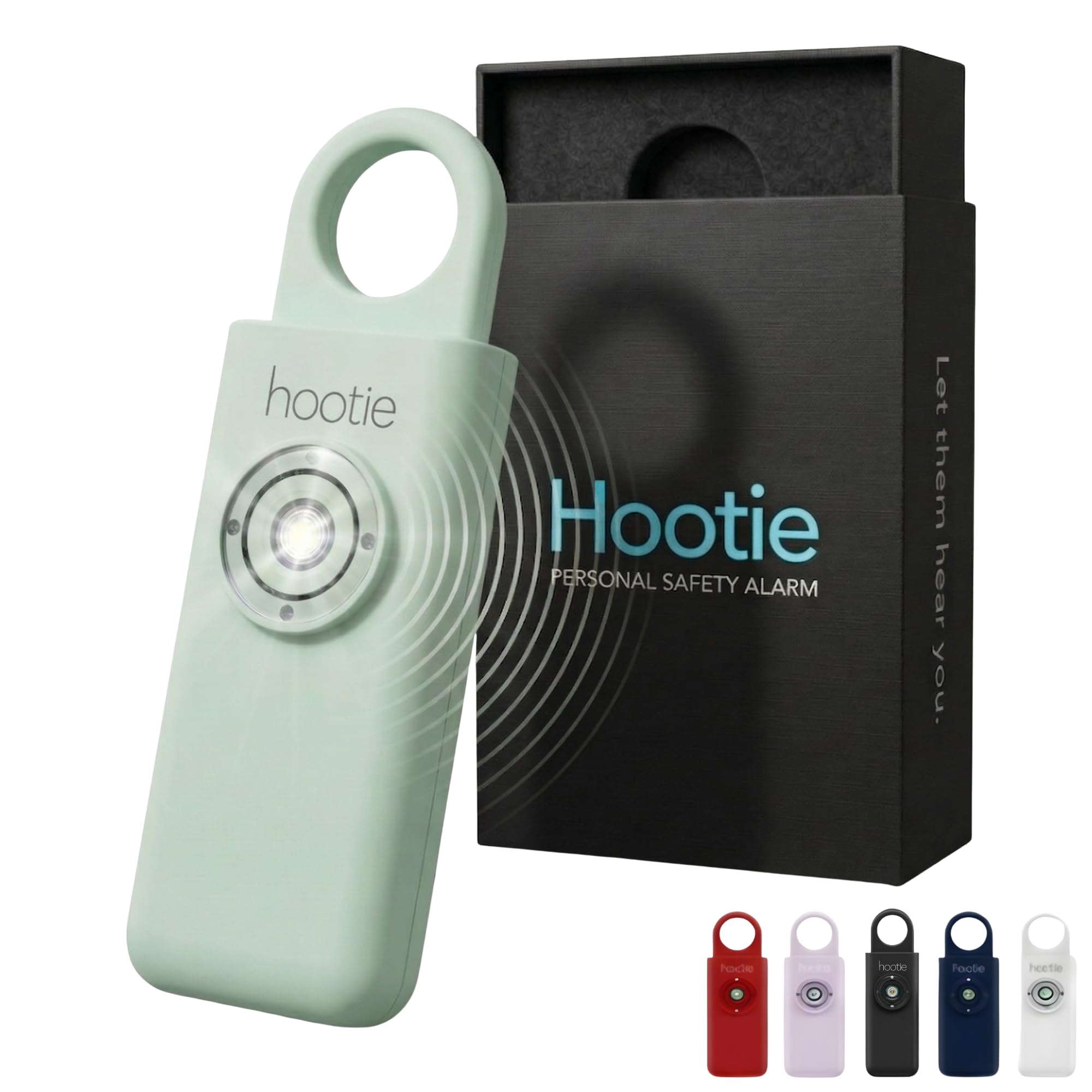 Hootie Personal Safety Alarm for Women, Men, & Kids - Keychain Alarm, Self Defense Strobe & Siren, Security Siren Keychain with 130dB Self Defense Siren & Strobe Light - Mint Image