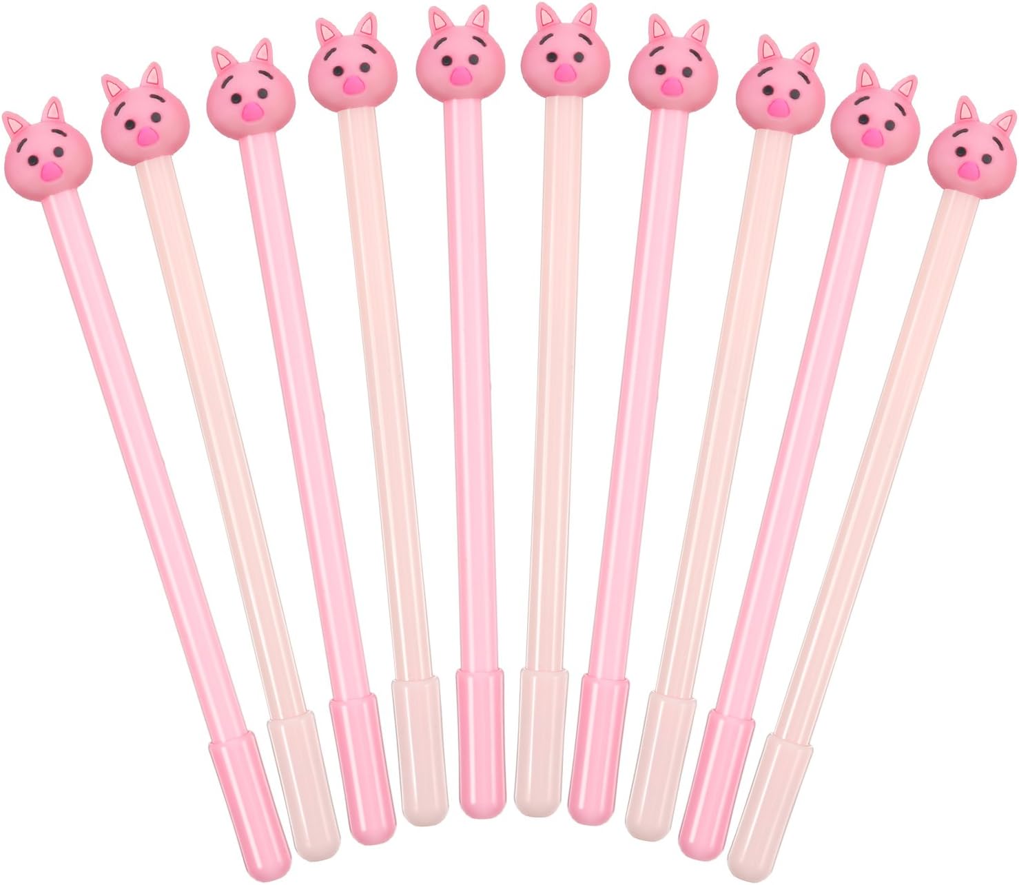 Bememo 10 Pack Cute Pig Roller Ball Writing Gel Pen with 0.5 mm Fine Point Black Ink Stationery Office Supplies Back to School Birthday Gift