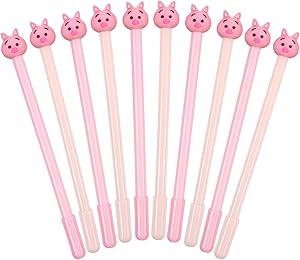 Bememo 10 Pack Cute Pig Roller Ball Writing Gel Pen with 0.5 mm Fine Point Black Ink Stationery Office Supplies Back to School Birthday Gift