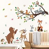 decalmile Woodland Animal Tree Branch Wall Decals 2 Sheets 96x91 cm view 2