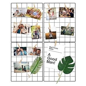 Halvalo Wall Grid Panel Wire Grid Board, Wall Photo Picture Display Frames Wall Grid Display Decor Mesh Memo Board Organizer (2 Pack)