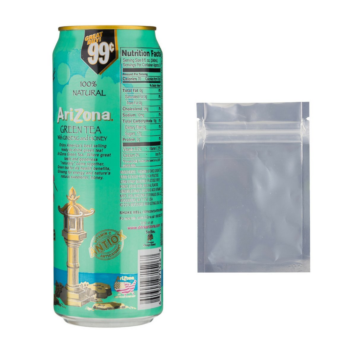 Arizona Green Tea Diversion Safe Stash Can w HumanFriendly SmellProof