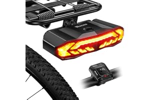 WSDCAM Smart Bike Tail Light for Cargo Rack with Turn Signals and Brake Light, Auto On/Off USB Rechargeable Wireless Remote Bike Horn Alarm Rear Bike Light Reflector Bicycle Tail Light with Rack Mount