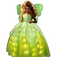 UPORPOR Light Up Girls Halloween Costume Toddler Fairy Dress & Wings Green Fairy Girls Costume Princess Ball Gown Kids