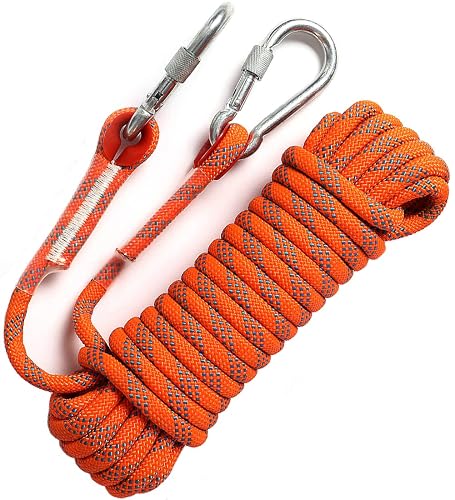 Static Ropes Abseiling GINEE 10mm Static Rock Climbing Ropes 35FT Outdoor Safety Rope with ...