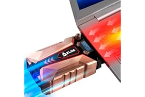 KLIM Cool+ Metal Laptop Cooler with Vacuum Fan - NEW 2024 - Gaming Laptop fan with Display - Temperature Detection + Automatic/Manual Mode - Portable - Compatible with Laptop Cooling Pads