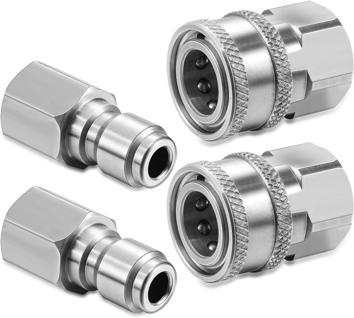 2 Sets NPT 3/8 Inch Stainless Steel Male and Female Quick Connector Kit Pressure eBay