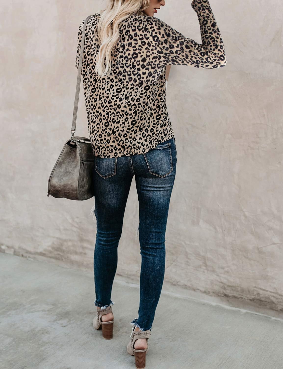 Blooming Jelly Womens Leopard Print Tops Long Sleeve Round Neck Casual T Shirts Tees at  Women’s Clothing store