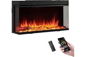 LEGEND FLAME LegendFlame 35" W Smart Build in Electric Fireplace Insert, 1-2-3 Sided View, Heater 750W/1500W, Multi Colors of Flame & Fuel Bed, Alexa Enabled