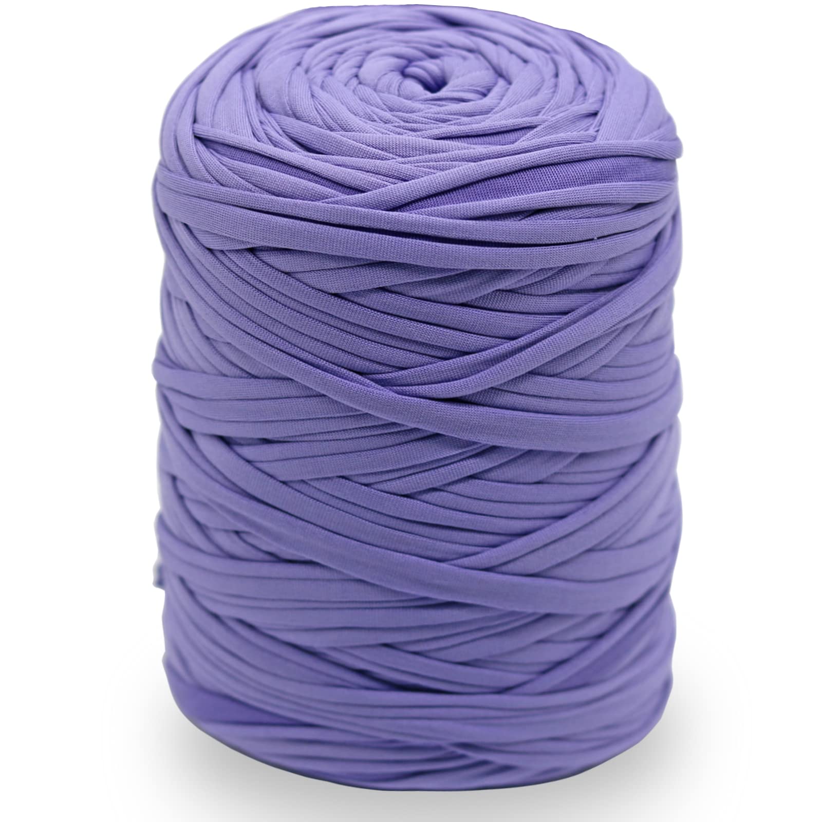 NOTIONSLAND 400g T-Shirt Yarn Knitting Yarn Fabric Crochet Yarn for Bag, Basket, Blanket Home Decor - Purple Soild Color Yarns — image 1