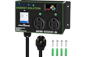 Smart EV Charging Integration: Sekelo Automatic Power Switch for Dryer & EV, NEMA 14-30P to 14-30R & 14-50R, 240V, 24A 5.76kW Max Power Splitter, Fast Charging, Real-time Display