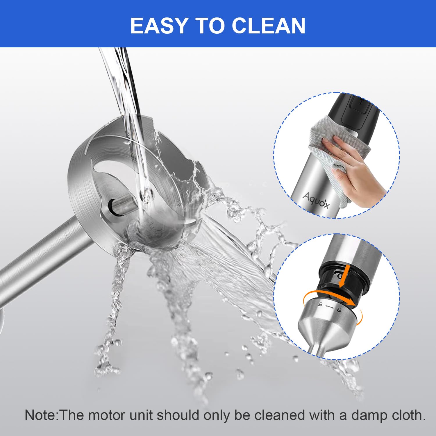 Immersion Blender 5 in 1 Handheld Blender 1500W, 20 Speed Mode&Turbo Boost, Heavy Duty Motor Electric Hand Blender with Chopper, Whisk, Frother, Beaker, for Baby Food, Sauce, Soup, Aquox