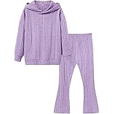 LecGee Kid Girl Clothes Fall Long Sleeve Hoodie Sweatshirt Flared Pants Set Casual 2 Piece Bell Bottom Outfits Tracksuit